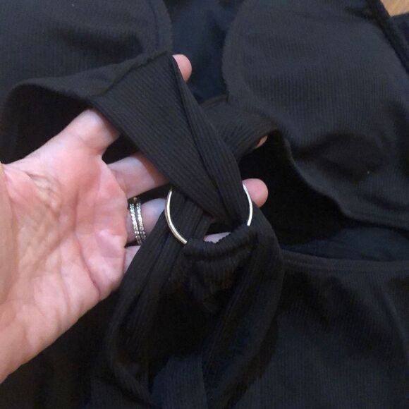 NWT Shein Black ribbed cut out front one piece swimsuit, bathing suit, size XL - Picture 5 of 7